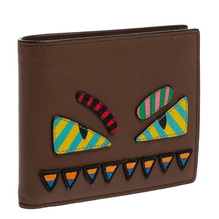 Pre Owned Fendi Multicolor Leather Monster Eyes Bifold Wallet