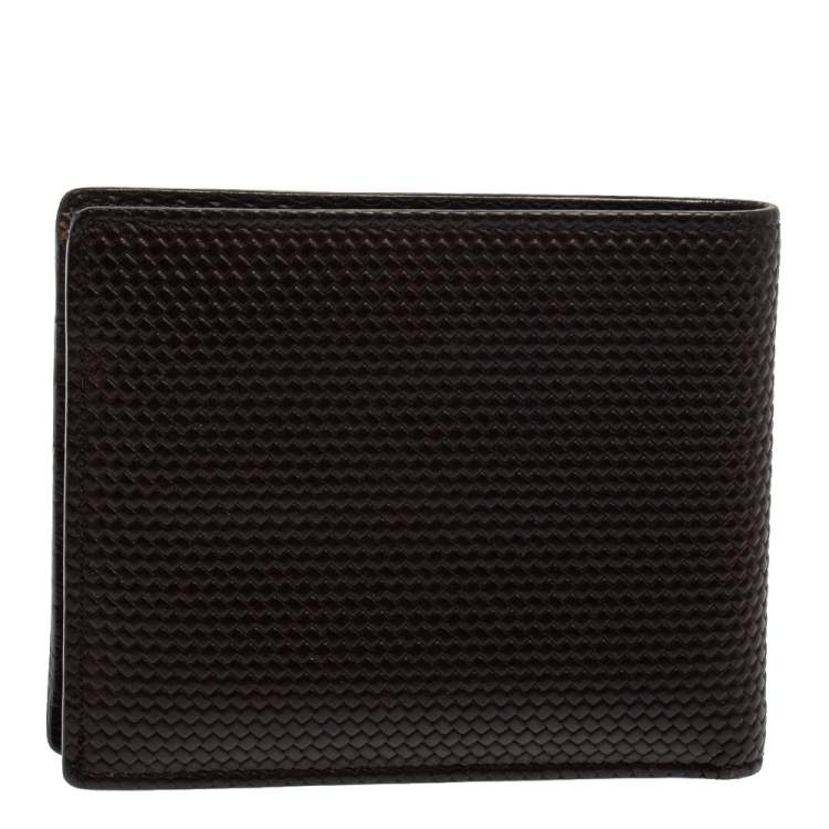 Pre Owned Fendi Dark Brown Woven Leather Bifold Wallet