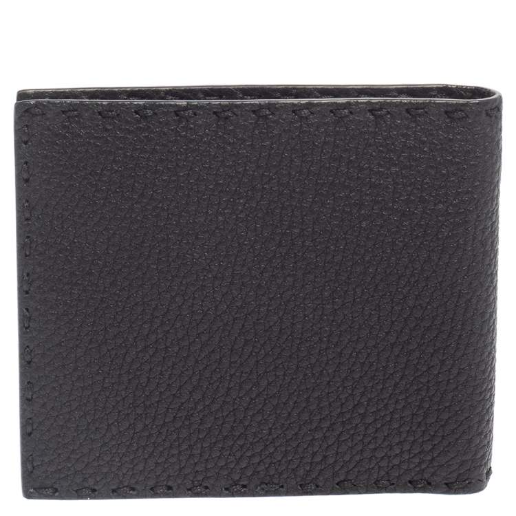 Pre Owned Fendi Black Embossed Leather Selleria Bifold Wallet