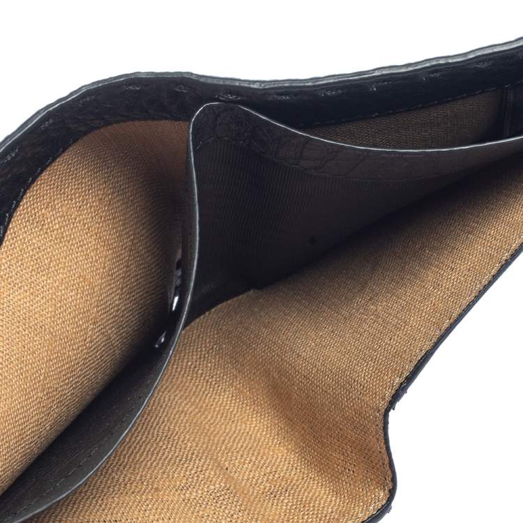 Pre Owned Fendi Black Embossed Leather Selleria Bifold Wallet