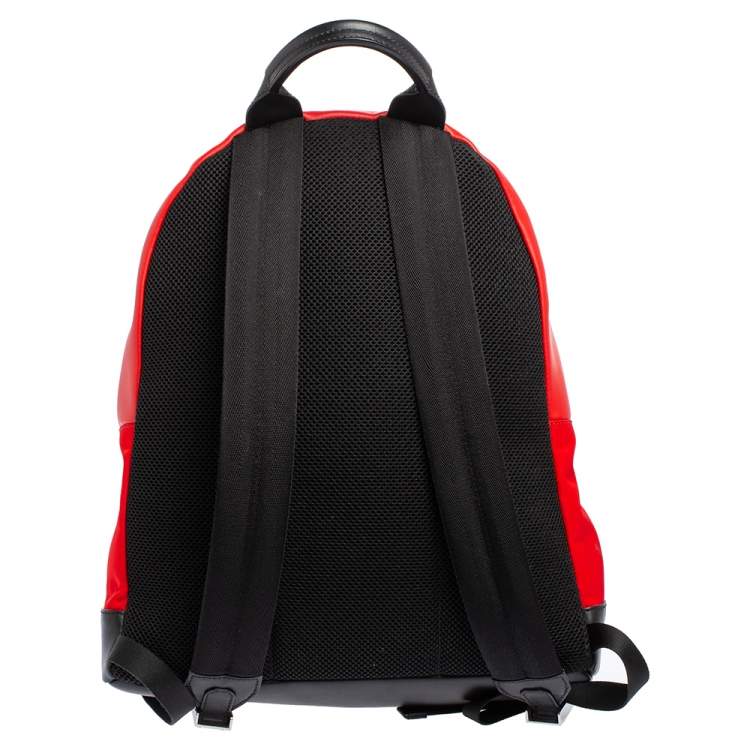 Pre Owned Fendi Red Leather and Nylon Monster Backpack