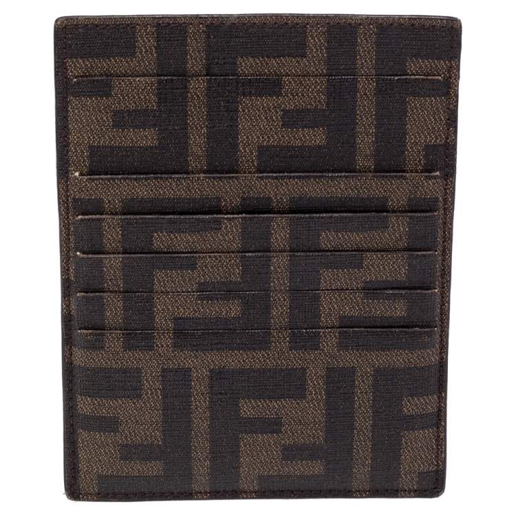 Pre Owned Fendi Brown Zucca Coated Canvas Card Holder