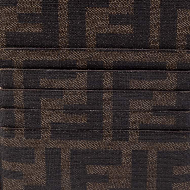 Pre Owned Fendi Brown Zucca Coated Canvas Card Holder