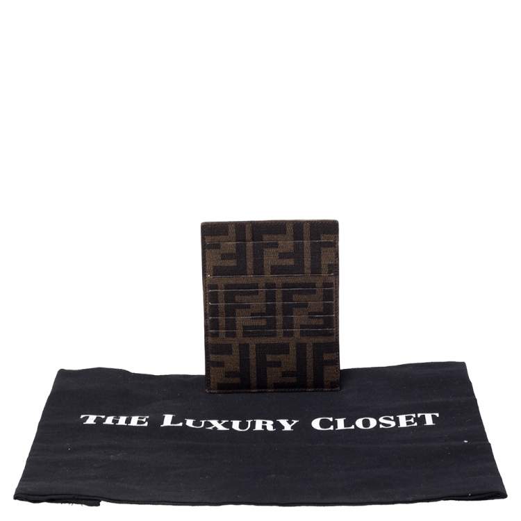 Pre Owned Fendi Brown Zucca Coated Canvas Card Holder