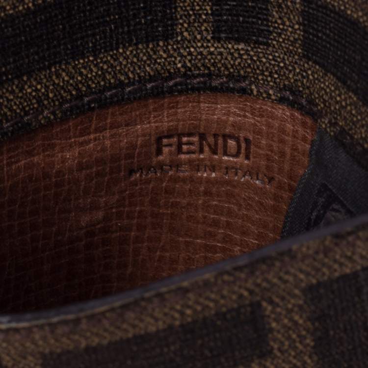 Pre Owned Fendi Brown Zucca Coated Canvas Card Holder