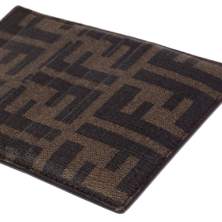 Pre Owned Fendi Brown Zucca Coated Canvas Card Holder