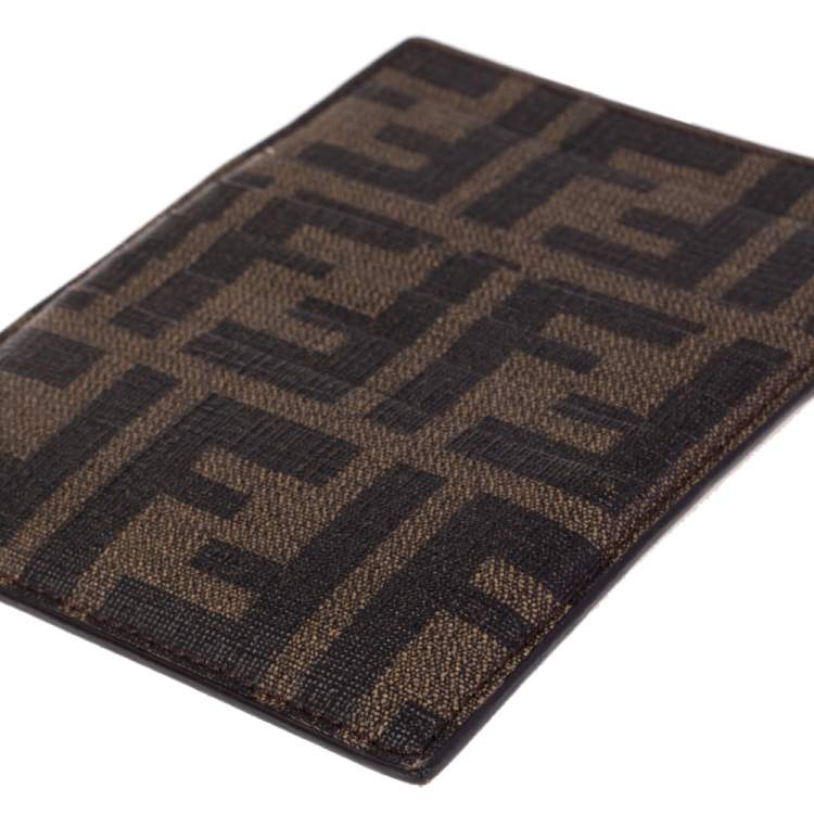 Pre Owned Fendi Brown Zucca Coated Canvas Card Holder