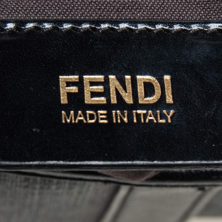 Pre Owned Fendi Black Zuchino Coated Canvas and Leather Trim Messenger