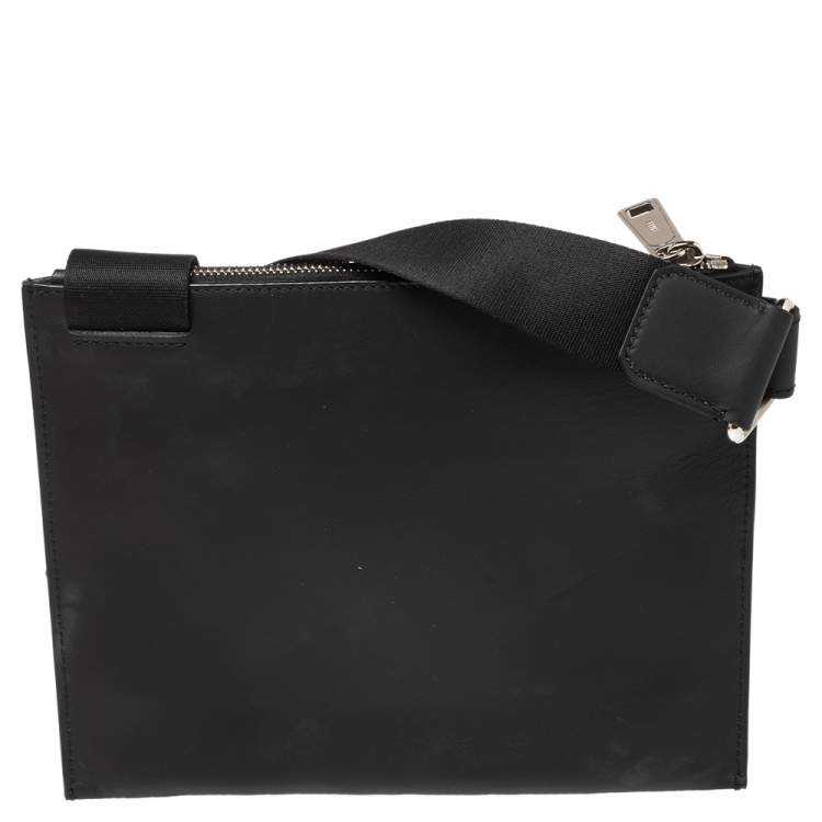 Pre Owned Fendi Brown FF Logo Embossed Leather Messenger Bag