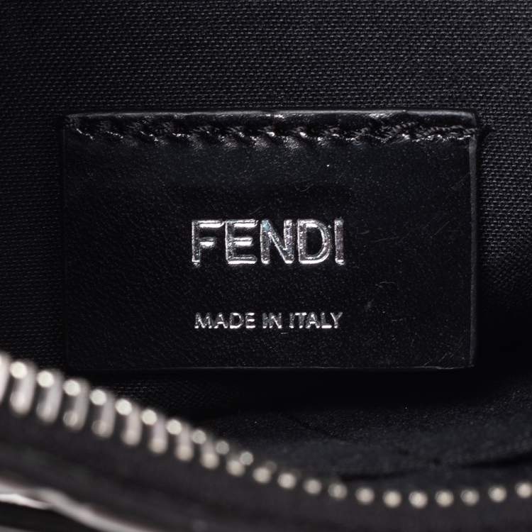 Pre Owned Fendi Brown FF Logo Embossed Leather Messenger Bag