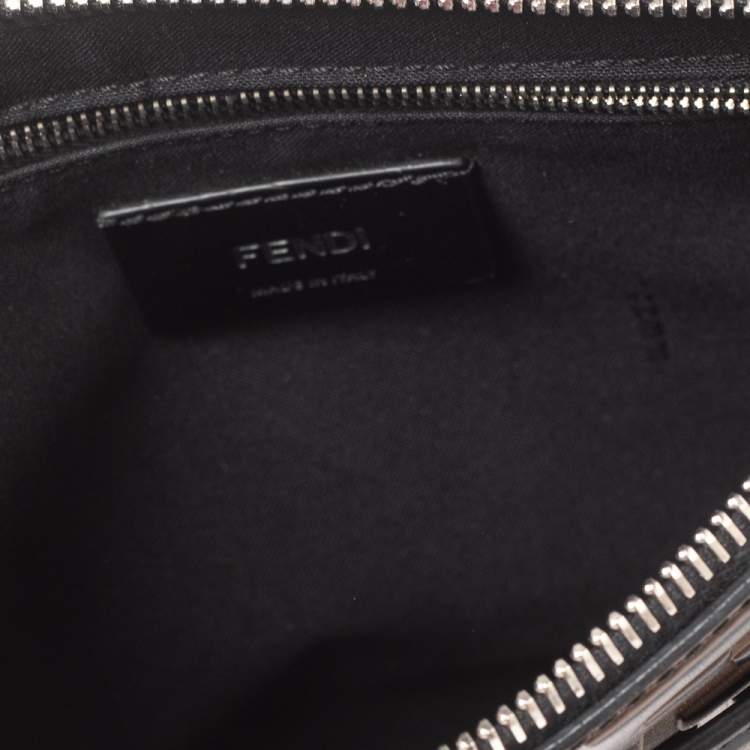 Pre Owned Fendi Brown FF Logo Embossed Leather Messenger Bag