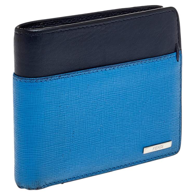 Pre Owned Fendi Two Tone Leather Bi Fold Wallet