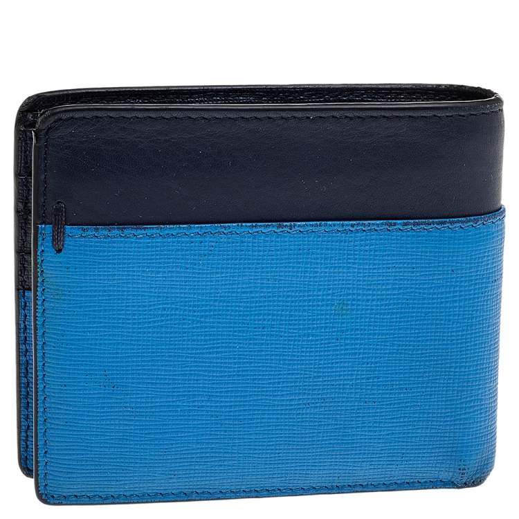 Pre Owned Fendi Two Tone Leather Bi Fold Wallet