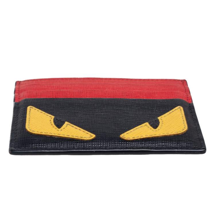 Pre Owned Fendi Tricolor Leather Monster Eye Card Holder