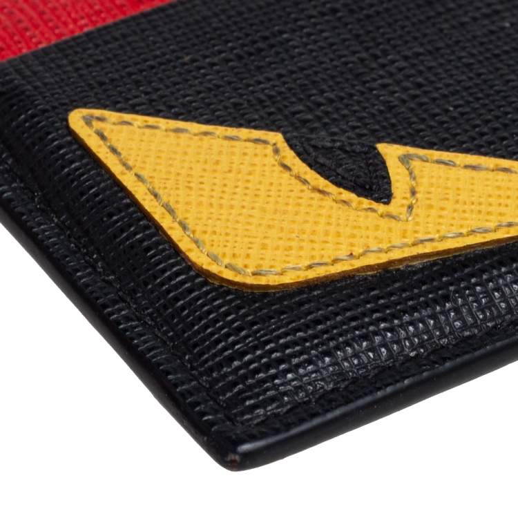 Pre Owned Fendi Tricolor Leather Monster Eye Card Holder
