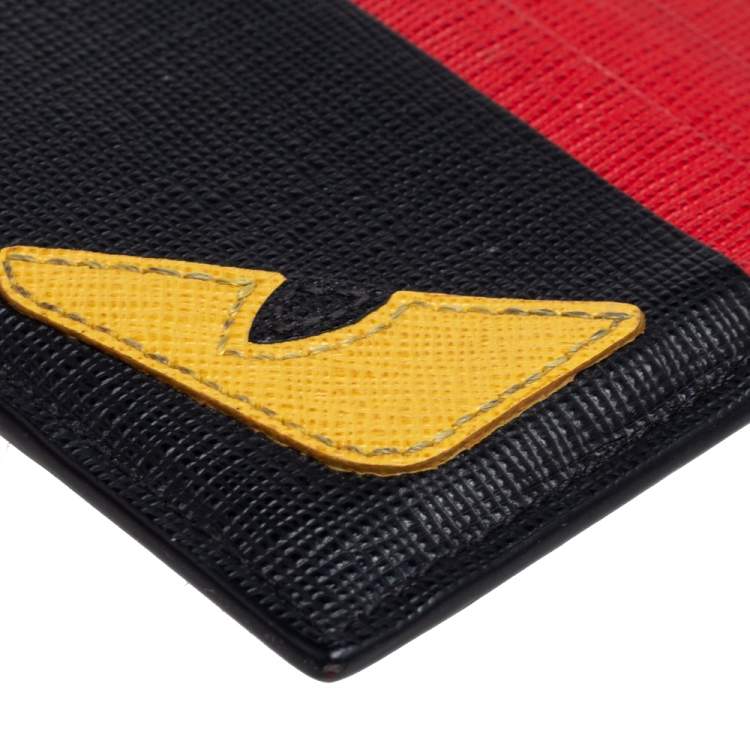 Pre Owned Fendi Tricolor Leather Monster Eye Card Holder