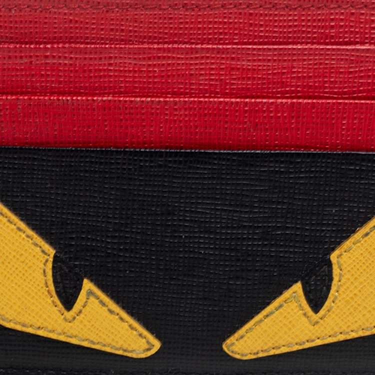 Pre Owned Fendi Tricolor Leather Monster Eye Card Holder