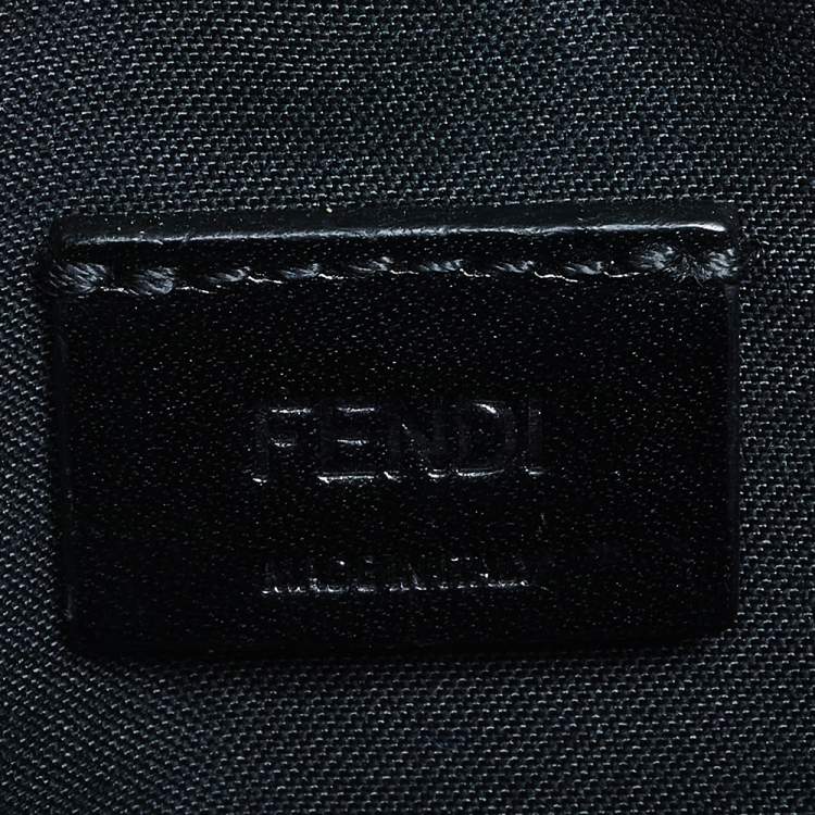 Pre Owned Fendi Black Zucca Embossed Leather Motif Zip Clutch