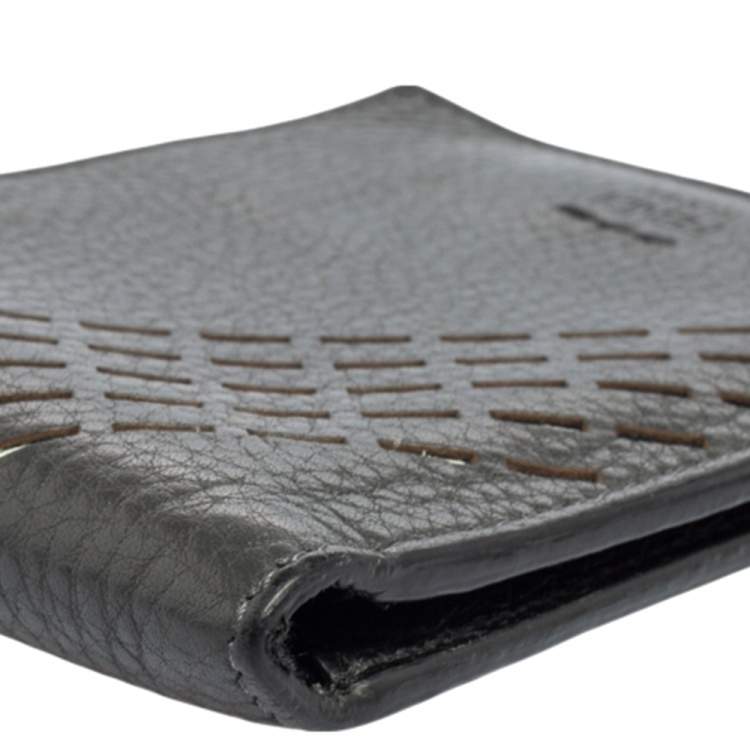 Pre Owned Fendi Grey Leather Cut Out Bifold Wallet
