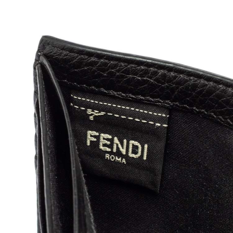 Pre Owned Fendi Grey Leather Cut Out Bifold Wallet