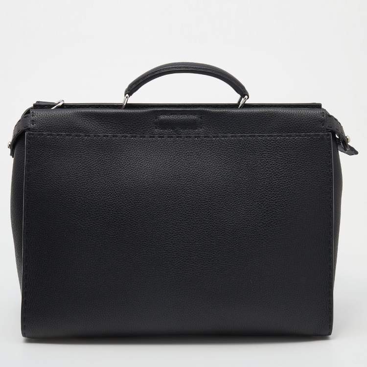 Pre Owned Fendi Black Leather ISeeU Medium Peekaboo Monster Bag 