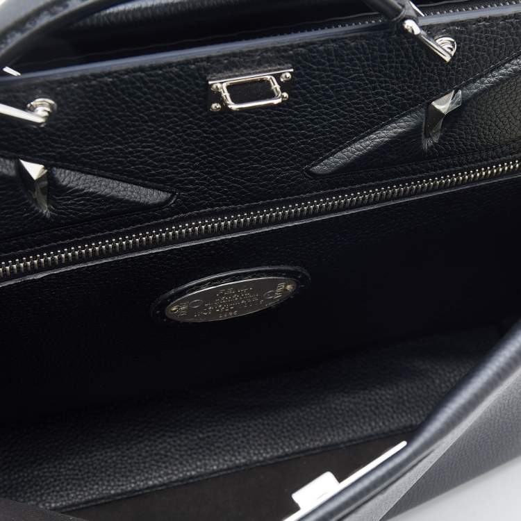 Pre Owned Fendi Black Leather ISeeU Medium Peekaboo Monster Bag 