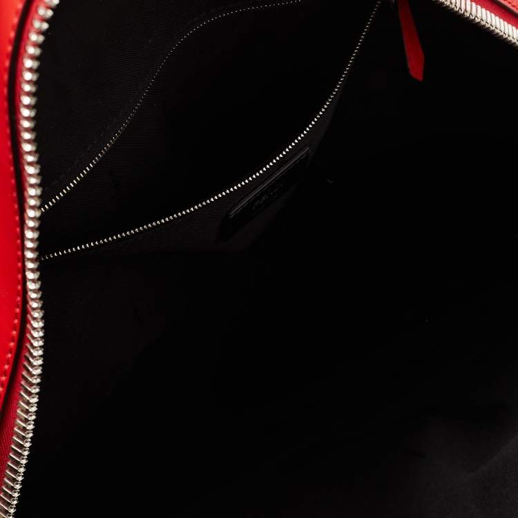 Pre Owned Fendi Red/Black Nylon and Leather Face No Words Emoticon Backpack