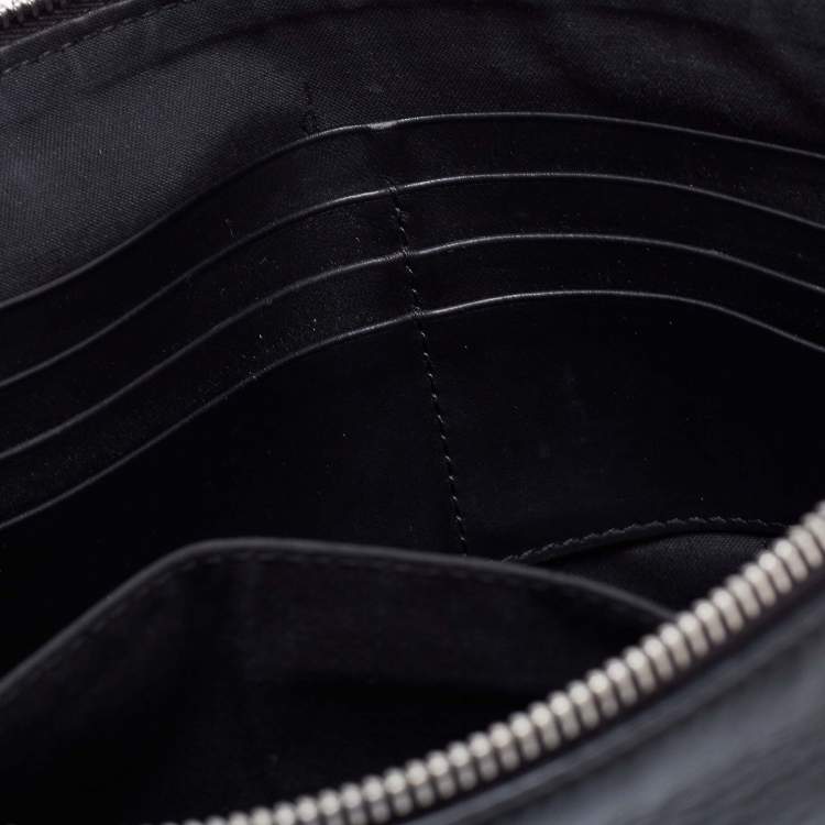 Pre Owned Fendi Black Leather Zip Pouch
