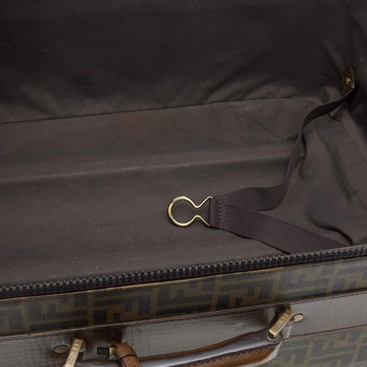 Pre Owned Fendi Tobacco Zucca Coated Canvas And Leather Carry On Luggage Suitcase