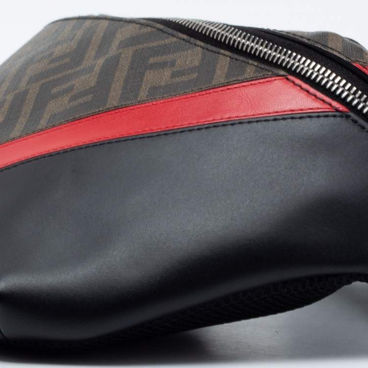 Pre Owned Fendi Multicolor Zucca Coated Canvas And Leather FF Motif Belt Bag