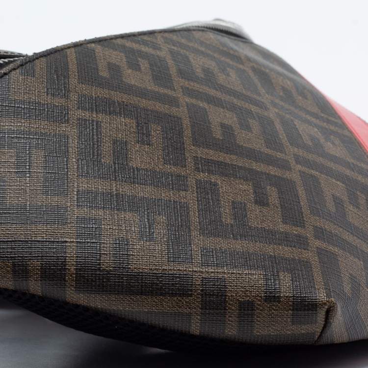 Pre Owned Fendi Multicolor Zucca Coated Canvas And Leather FF Motif Belt Bag