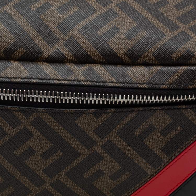 Pre Owned Fendi Multicolor Zucca Coated Canvas And Leather FF Motif Belt Bag