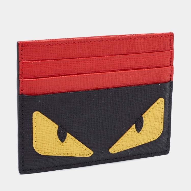 Pre Owned Fendi Multicolor Leather Monster Eye Card Holder