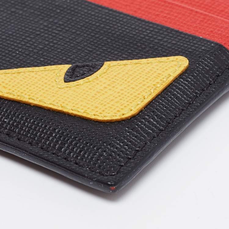 Pre Owned Fendi Multicolor Leather Monster Eye Card Holder