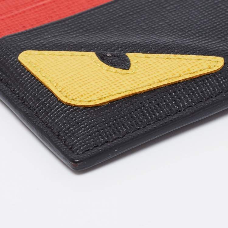 Pre Owned Fendi Multicolor Leather Monster Eye Card Holder