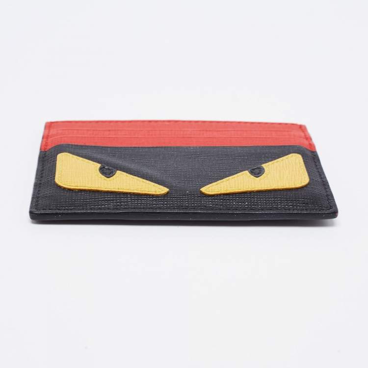 Pre Owned Fendi Multicolor Leather Monster Eye Card Holder