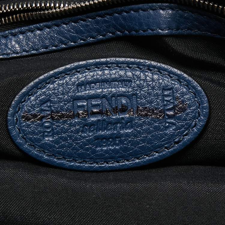 Pre Owned Fendi Blue Selleria Leather Lui Briefcase