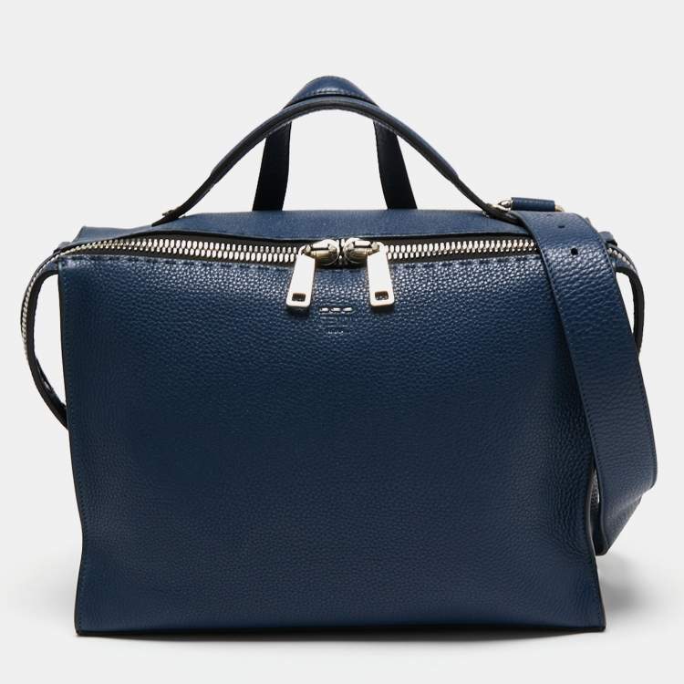 Fendi Blue Selleria Leather Lui Briefcase Fendi The Luxury Closet