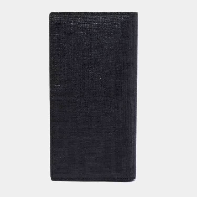 Pre Owned Fendi Black Coated Canvas Long Wallet