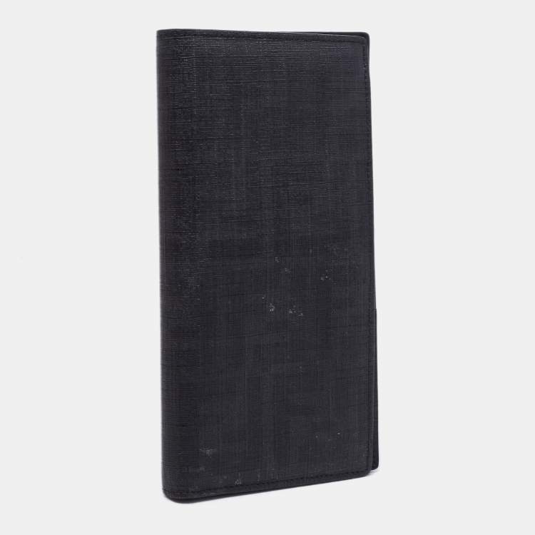 Pre Owned Fendi Black Coated Canvas Long Wallet