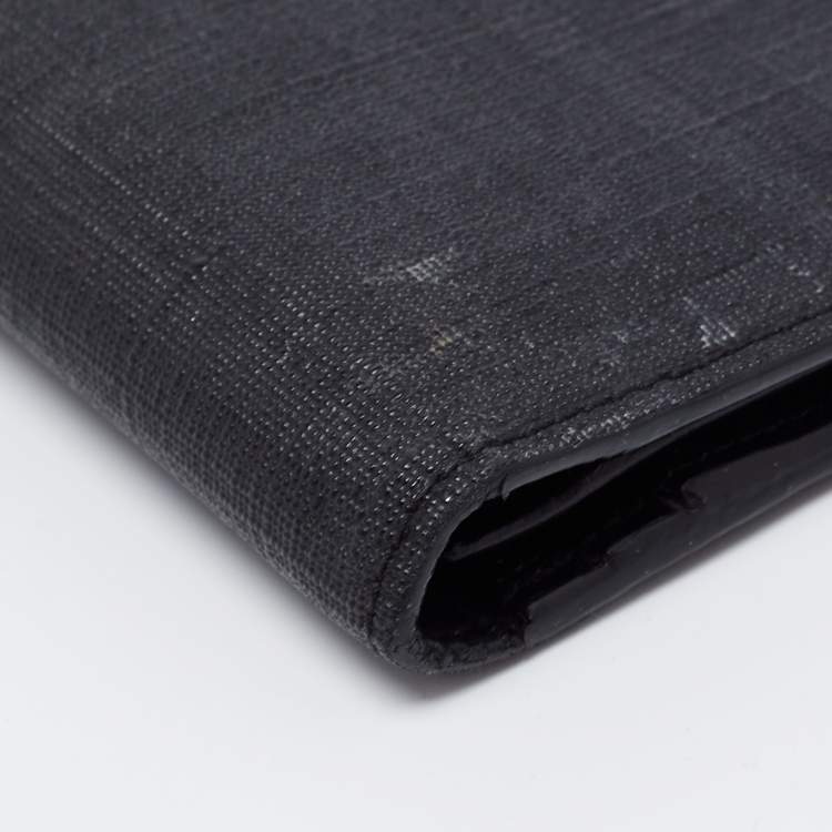Pre Owned Fendi Black Coated Canvas Long Wallet