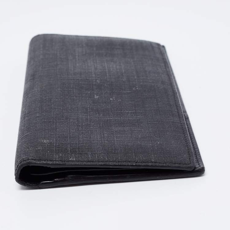 Pre Owned Fendi Black Coated Canvas Long Wallet