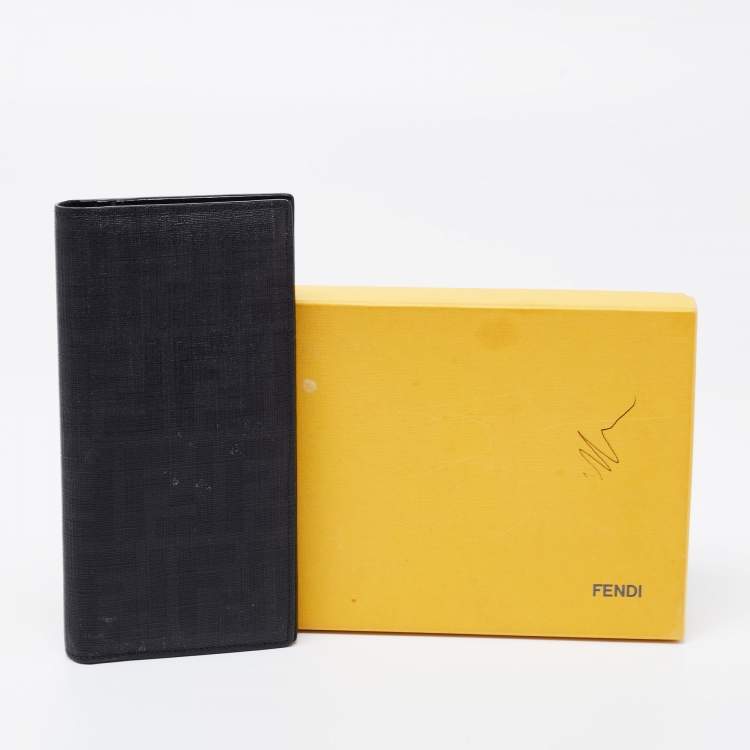 Pre Owned Fendi Black Coated Canvas Long Wallet