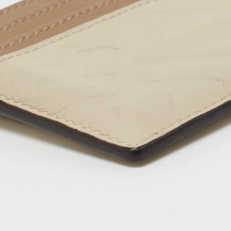 Pre Owned Fendi Tri Color FF Embossed Leather Card Holder