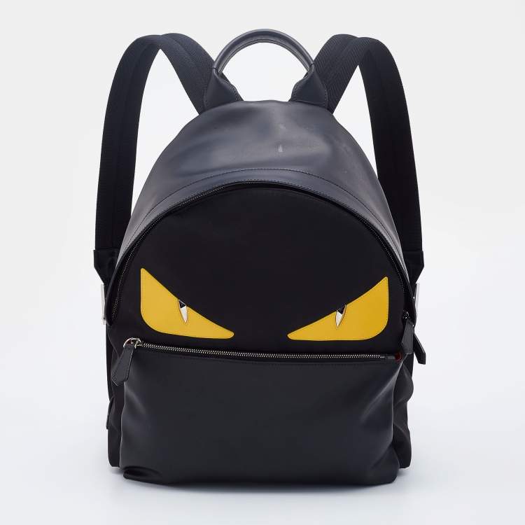 Fendi Black Nylon and Leather Monster Eyes Backpack Fendi TLC