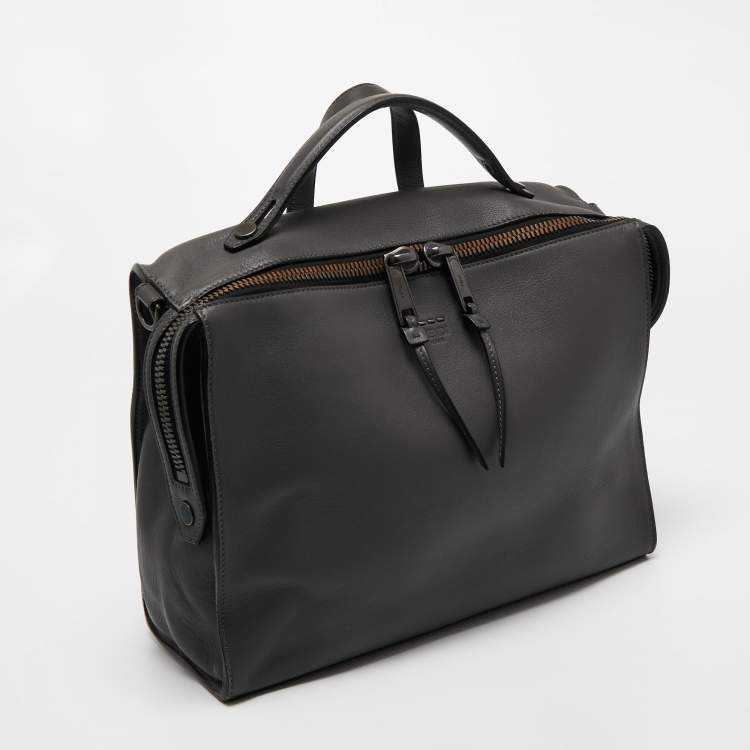 Pre Owned Fendi Grey Selleria Leather Lui Briefcase