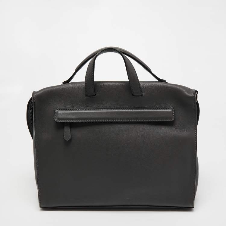 Pre Owned Fendi Grey Selleria Leather Lui Briefcase