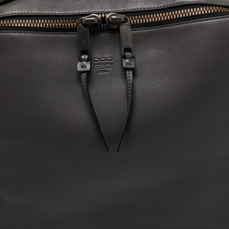 Pre Owned Fendi Grey Selleria Leather Lui Briefcase