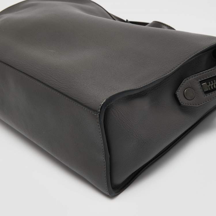 Pre Owned Fendi Grey Selleria Leather Lui Briefcase