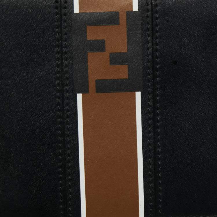 Pre Owned Fendi Black/Brown Zucca Leather Bifold Compact Wallet